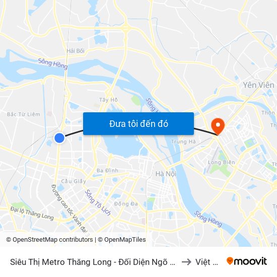 Siêu Thị Metro Thăng Long - Đối Diện Ngõ 599 Phạm Văn Đồng to Việt Hưng map