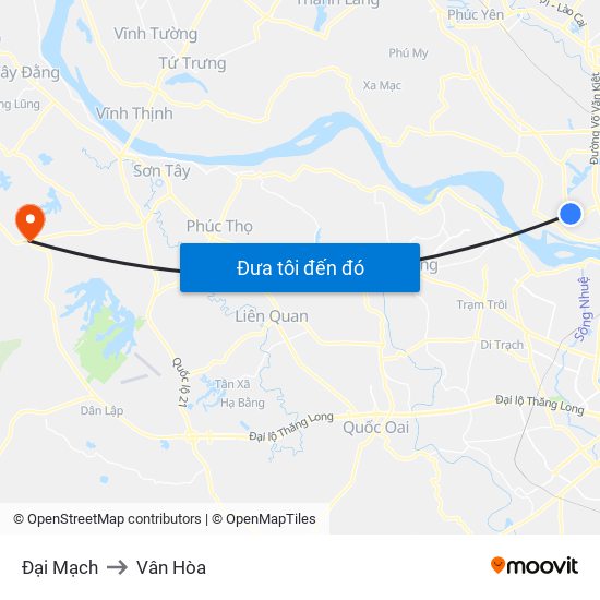 Đại Mạch to Vân Hòa map