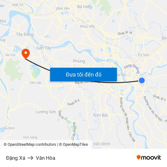 Đặng Xá to Vân Hòa map