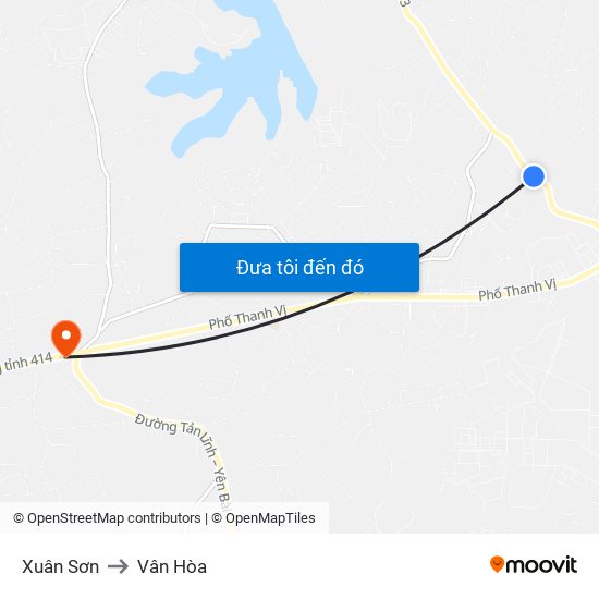 Xuân Sơn to Vân Hòa map