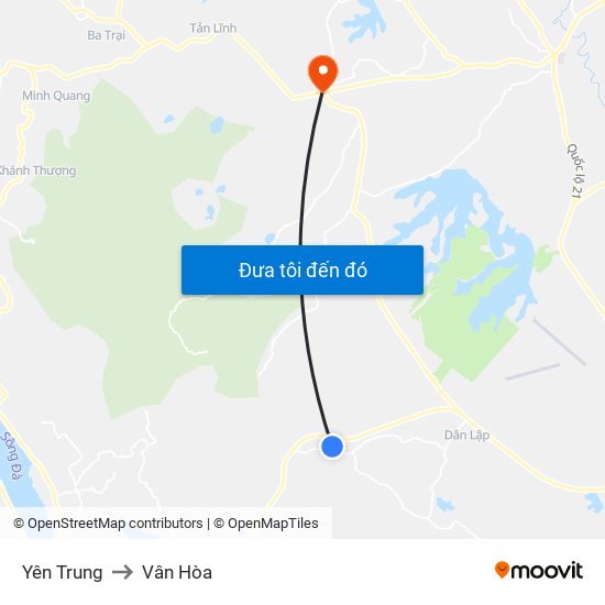 Yên Trung to Vân Hòa map