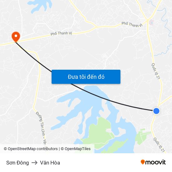 Sơn Đông to Vân Hòa map
