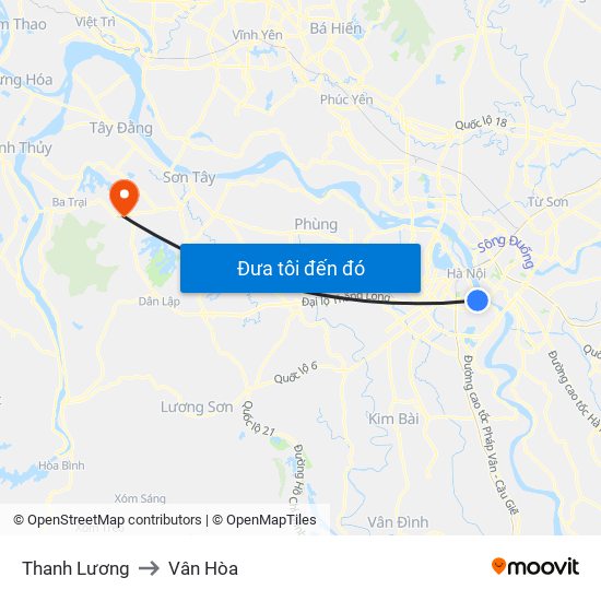 Thanh Lương to Vân Hòa map