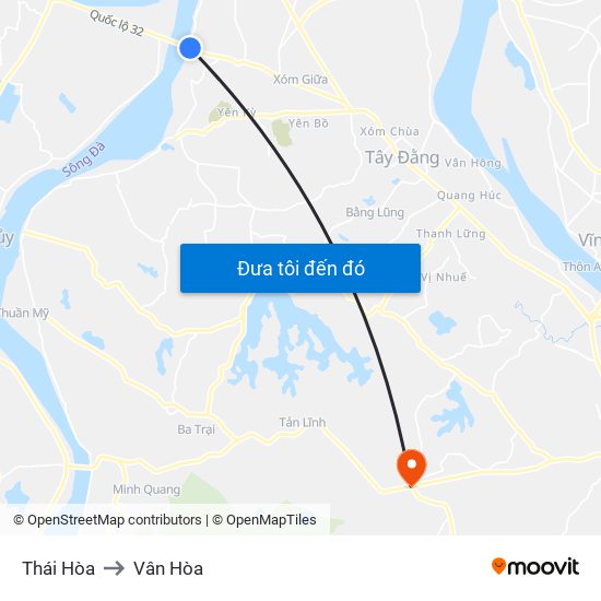 Thái Hòa to Vân Hòa map