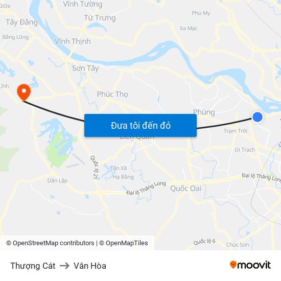 Thượng Cát to Vân Hòa map