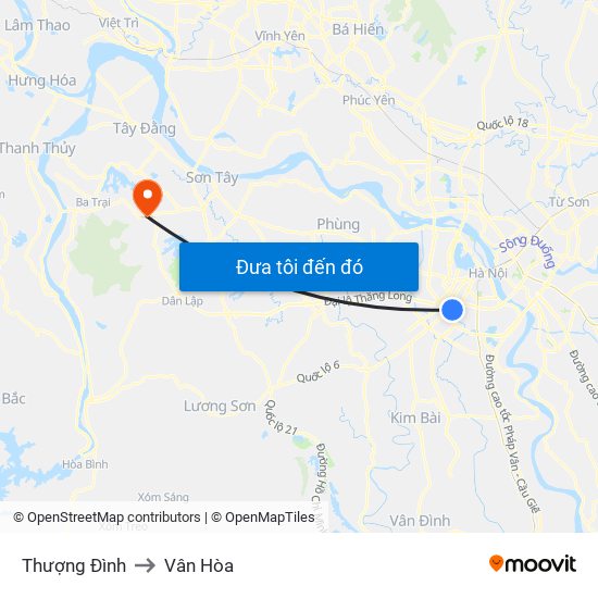 Thượng Đình to Vân Hòa map