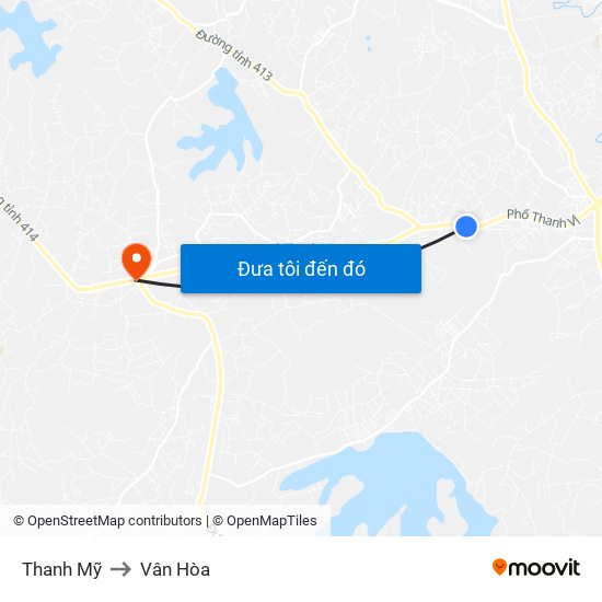 Thanh Mỹ to Vân Hòa map