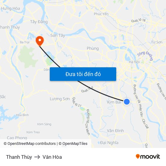 Thanh Thùy to Vân Hòa map