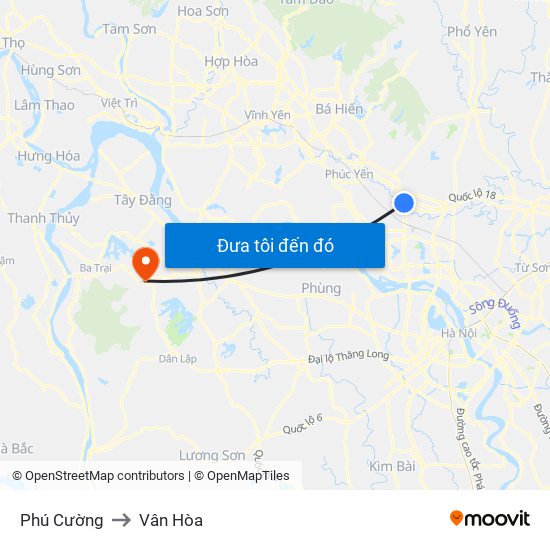 Phú Cường to Vân Hòa map
