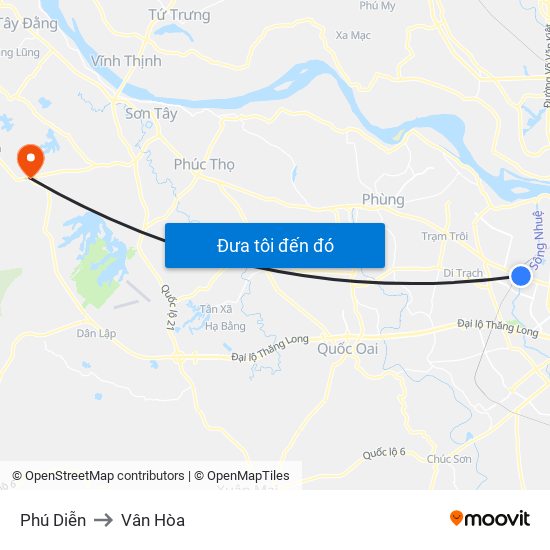 Phú Diễn to Vân Hòa map