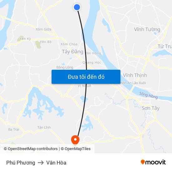 Phú Phương to Vân Hòa map