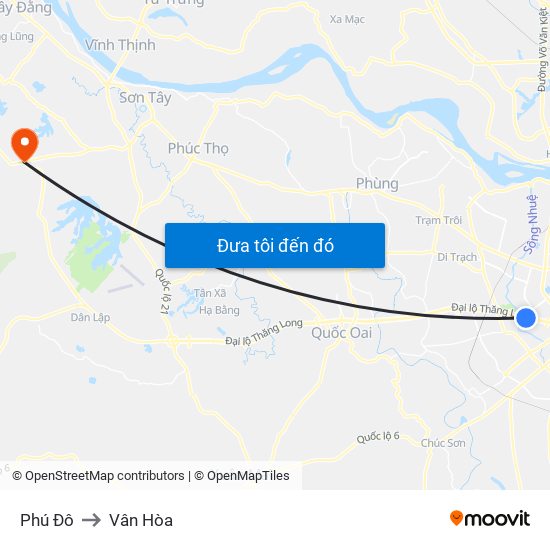 Phú Đô to Vân Hòa map