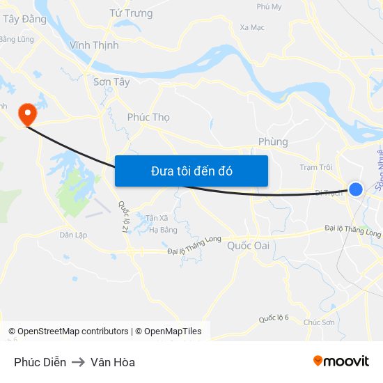 Phúc Diễn to Vân Hòa map