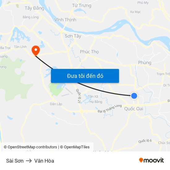 Sài Sơn to Vân Hòa map