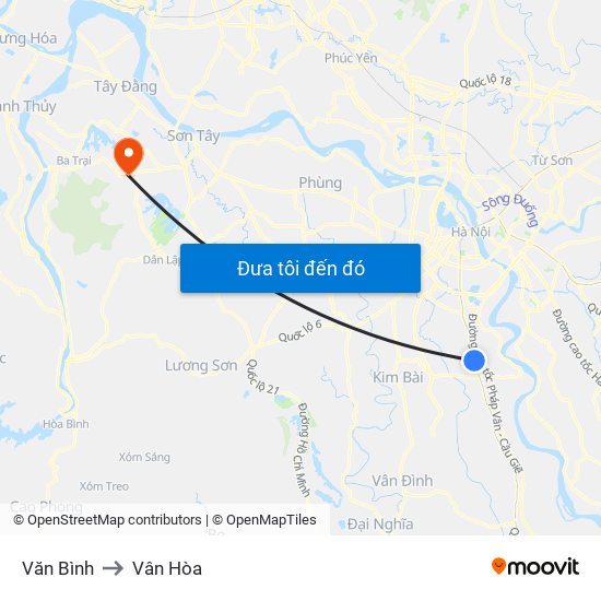 Văn Bình to Vân Hòa map