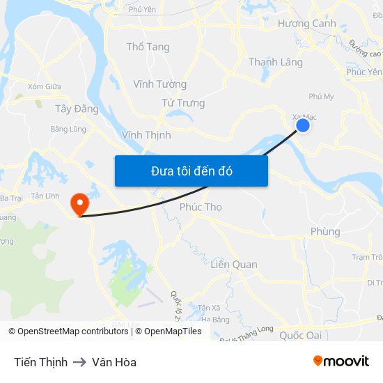 Tiến Thịnh to Vân Hòa map