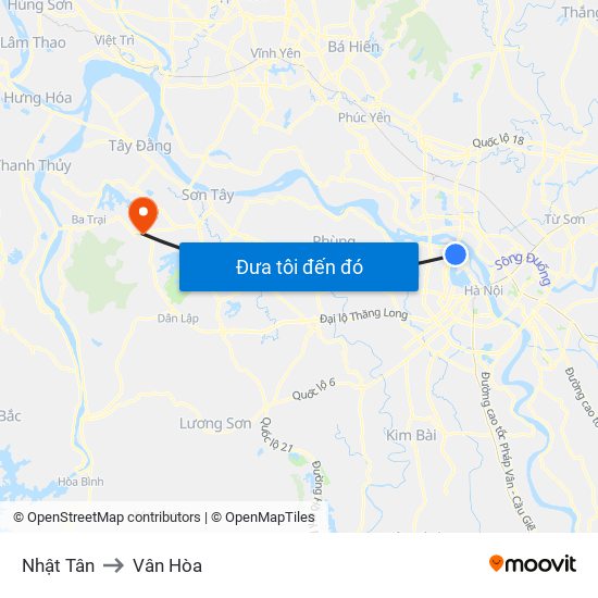 Nhật Tân to Vân Hòa map