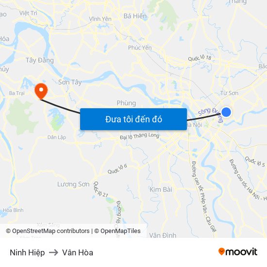 Ninh Hiệp to Vân Hòa map