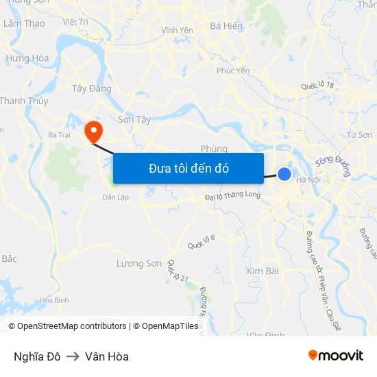 Nghĩa Đô to Vân Hòa map