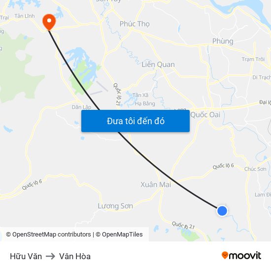 Hữu Văn to Vân Hòa map