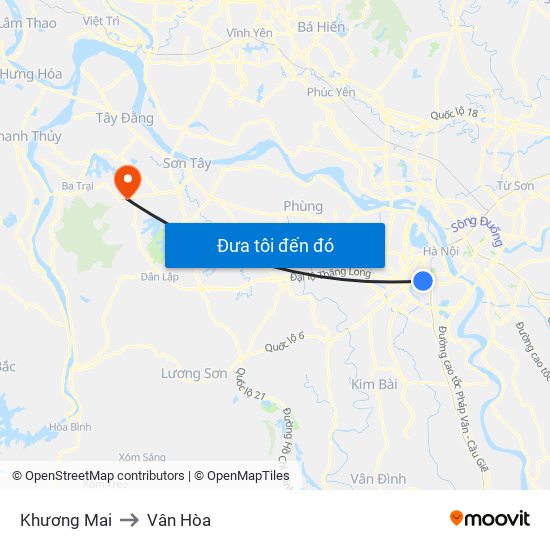 Khương Mai to Vân Hòa map