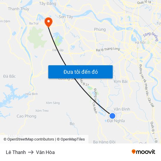 Lê Thanh to Vân Hòa map