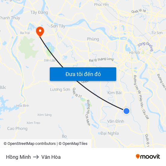 Hồng Minh to Vân Hòa map