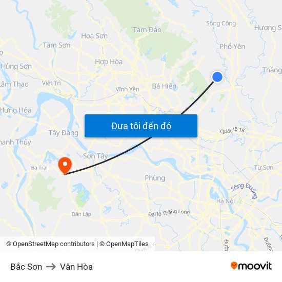 Bắc Sơn to Vân Hòa map