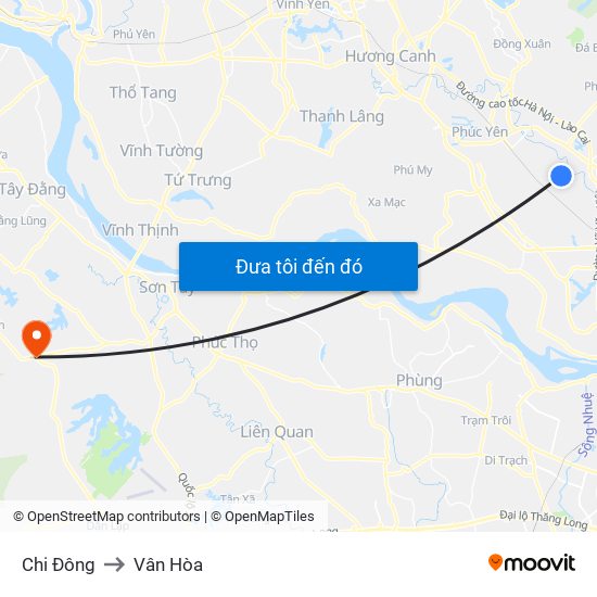 Chi Đông to Vân Hòa map