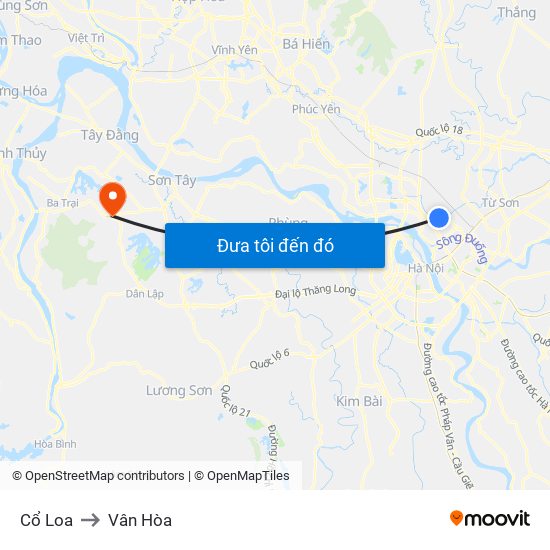 Cổ Loa to Vân Hòa map