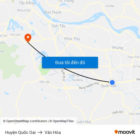 Huyện Quốc Oai to Vân Hòa map