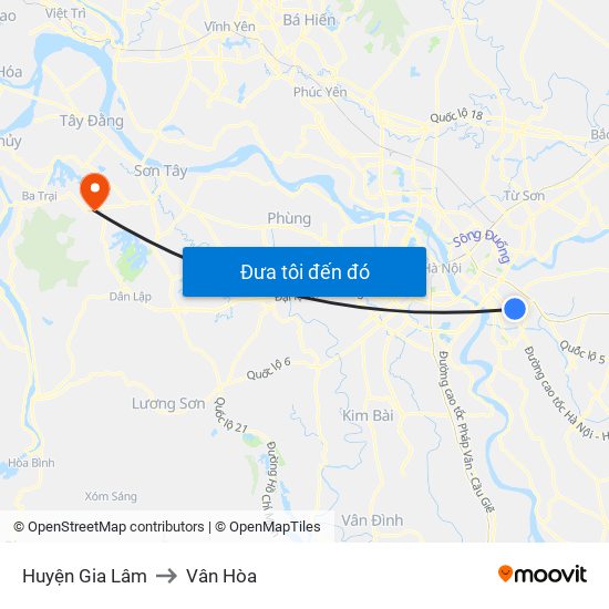 Huyện Gia Lâm to Vân Hòa map