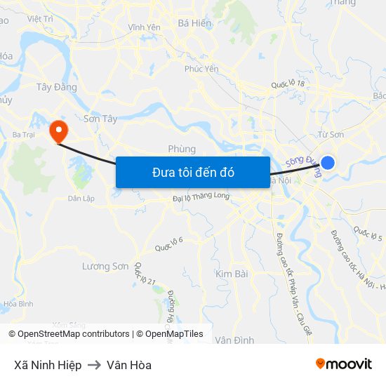 Xã Ninh Hiệp to Vân Hòa map