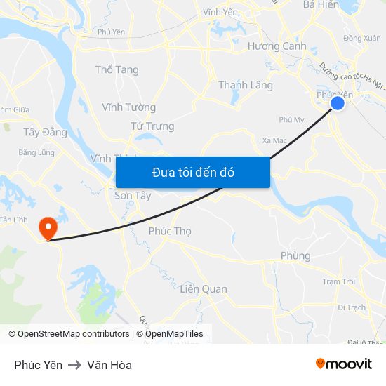 Phúc Yên to Vân Hòa map