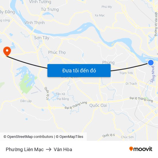 Phường Liên Mạc to Vân Hòa map