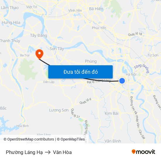 Phường Láng Hạ to Vân Hòa map