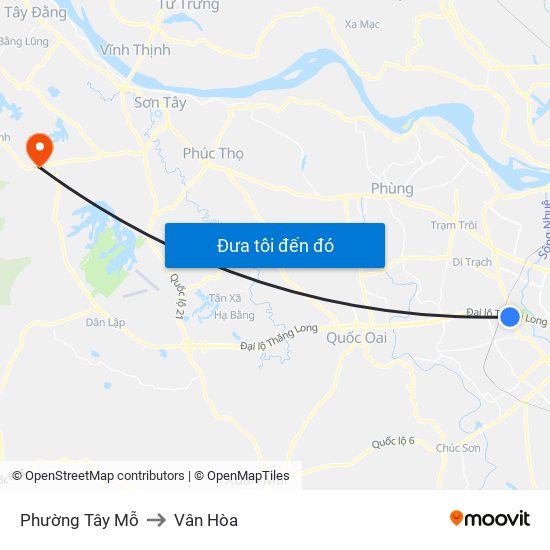 Phường Tây Mỗ to Vân Hòa map