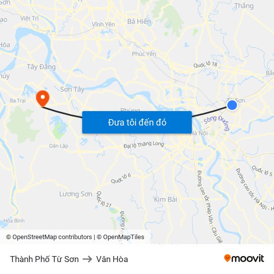 Thành Phố Từ Sơn to Vân Hòa map