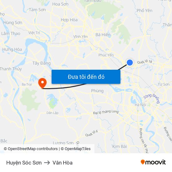 Huyện Sóc Sơn to Vân Hòa map