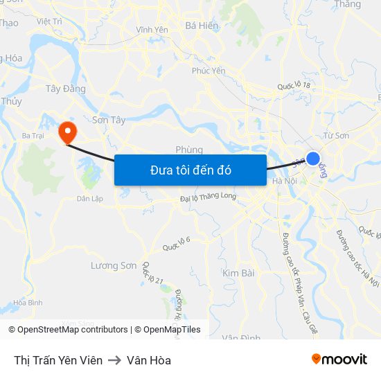 Thị Trấn Yên Viên to Vân Hòa map