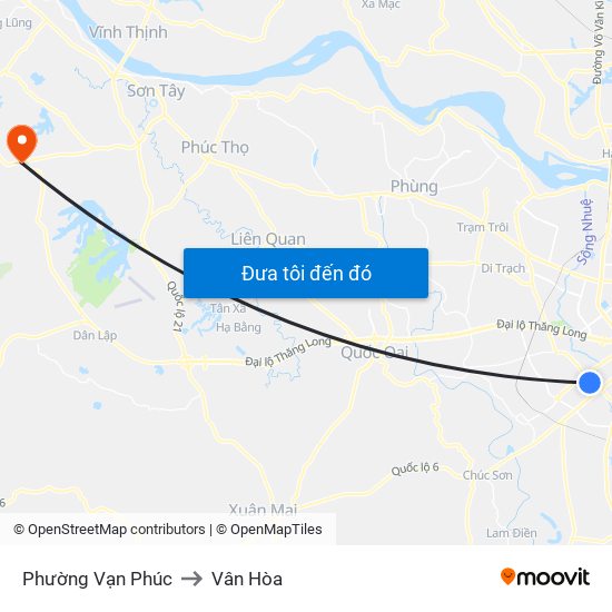 Phường Vạn Phúc to Vân Hòa map