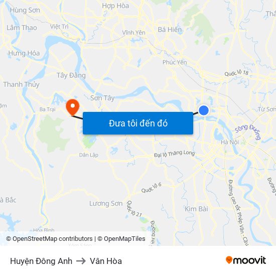 Huyện Đông Anh to Vân Hòa map