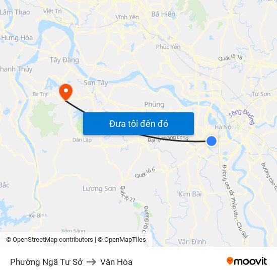 Phường Ngã Tư Sở to Vân Hòa map