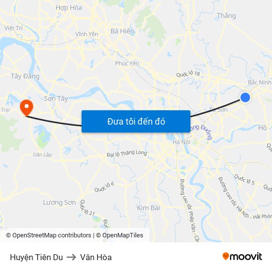 Huyện Tiên Du to Vân Hòa map