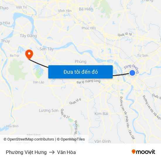 Phường Việt Hưng to Vân Hòa map