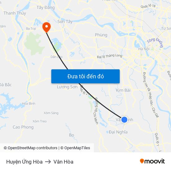 Huyện Ứng Hòa to Vân Hòa map