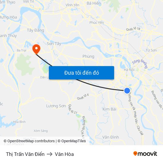 Thị Trấn Văn Điển to Vân Hòa map
