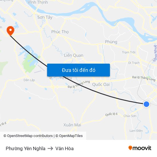 Phường Yên Nghĩa to Vân Hòa map