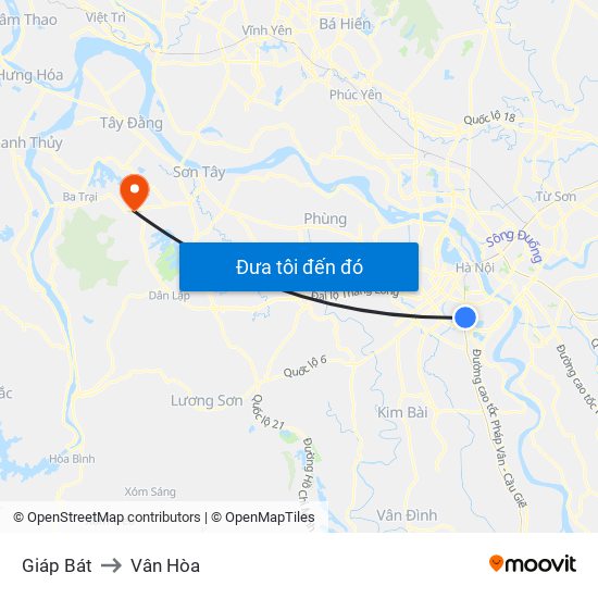 Giáp Bát to Vân Hòa map
