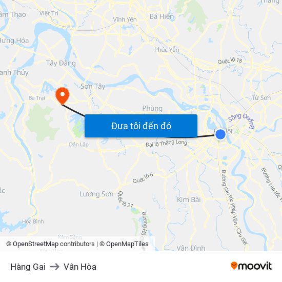 Hàng Gai to Vân Hòa map